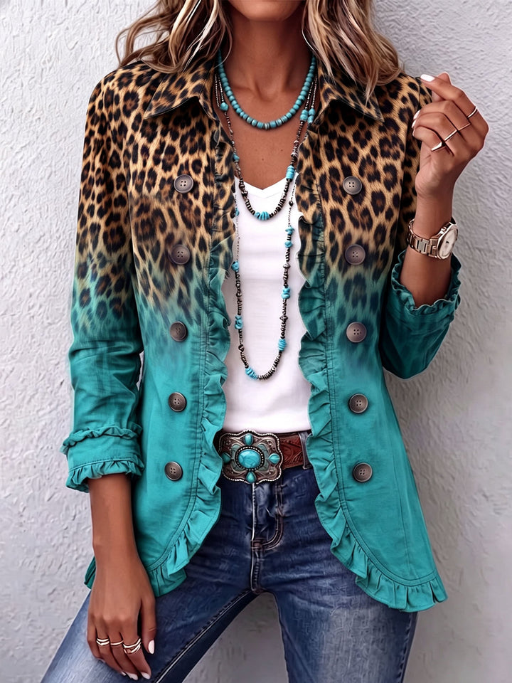 Valeria | Blazer Leopardato Sfumato con Volant