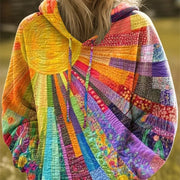 Felpa donna boho patchwork con cappuccio Daniela