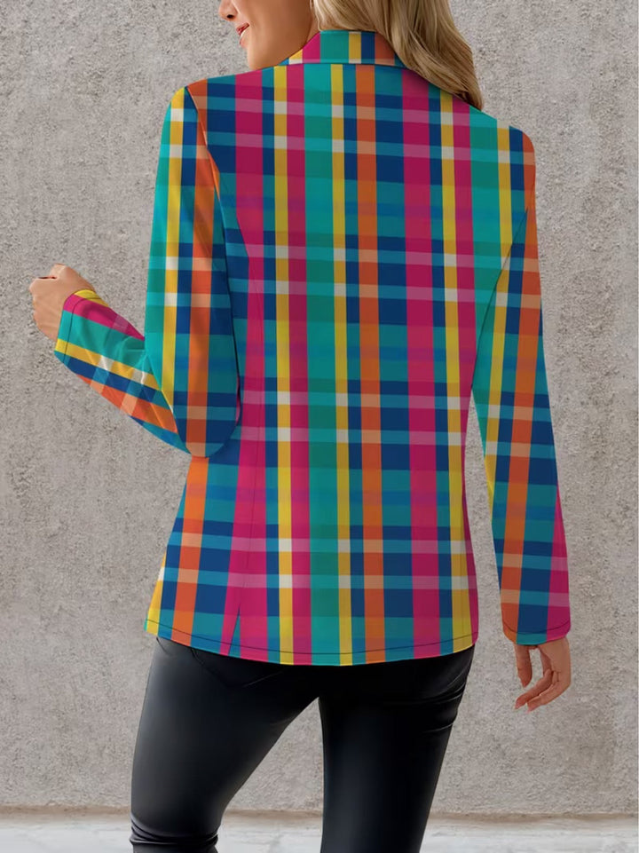 Rosaline - blazer donna a quadri multicolore, vista posteriore