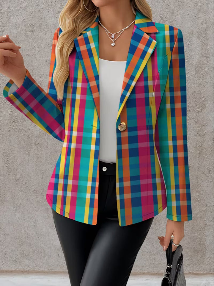 Rosaline - blazer donna a quadri multicolore, vista 2