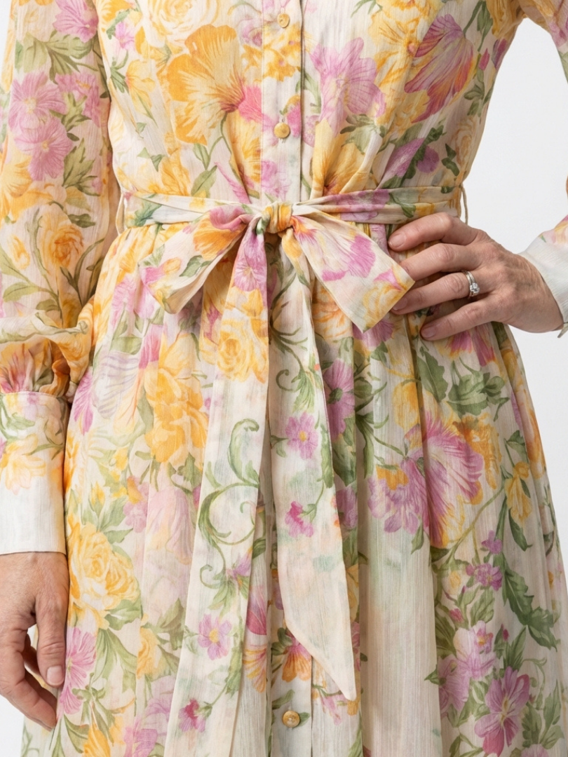 Cressida | Abito Maxi Floreale a Maniche Lunghe